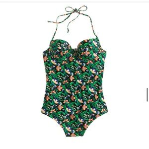 J Crew Underwire Halter One Piece Swimsuit Ratti Lotus Floral Print Women’s Sz10
